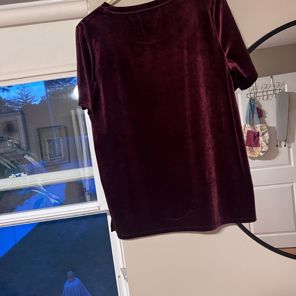 Rich burgundy colored velvet T-shirt from Old Navy. Size medium relaxed fit. - Picture 3 of 3